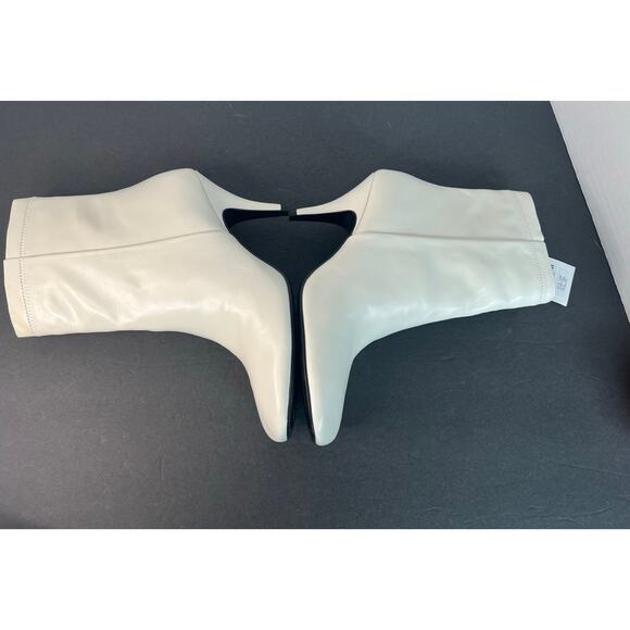 NWT Zara Ivory Off White Leather Square Toe Low Heel Zip Ankle Boots Sz 9 - Picture 5 of 12